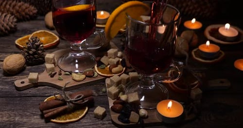 Festive Mulled Wine Ingredients with Candles