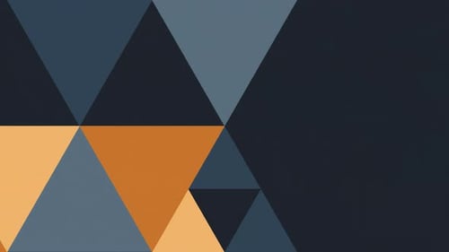Synergy Collection: In out full screen pop out animation of transition of an orange triangle into a