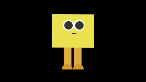 Cube Head-Charakter schaut sich auf Alpha Channel 4K um
