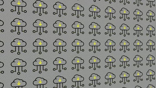 Seamless Loop of Cloud Data Download Network Icons