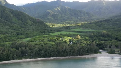 Hawaiian Landscapes Majestic Peaks Winding Rivers and Pacific's Calm Embrace