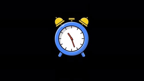 Animated Blue Alarm Clock Video - Transparent
