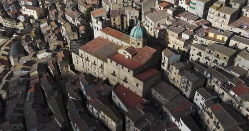 Aerial view of buildings and dome, Italy.