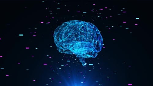 Holograma 3D futurista de la energía del cerebro humano HUD Tecnología avanzada abstracta Ui Concepto futurista