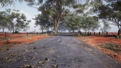 A Scenic Road with Trees and a Fence in the Background