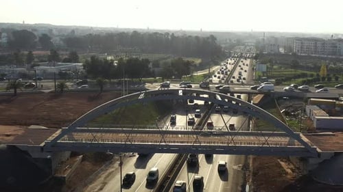 aerial view of a bow-string bridge in Casablanca