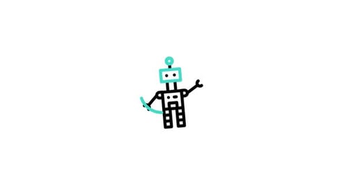 Sketch Robot Animation Waving and Drawing