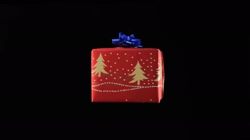 Red Orange Gift Rotating on a Black Background