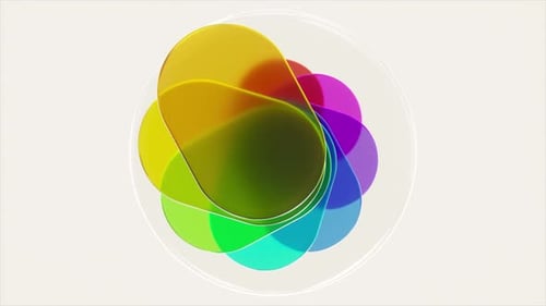 Colorful Transparent Rounded Shapes Dynamically Rotating Generating Fluid Abstract Motion Graphic