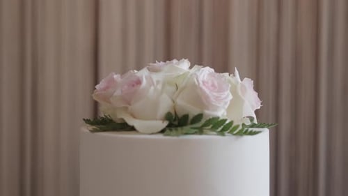 Close up shot of Flower on the Wedding Cake