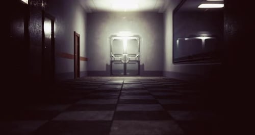 Eerie Dark Hospital Hallway Walk-Through Animation