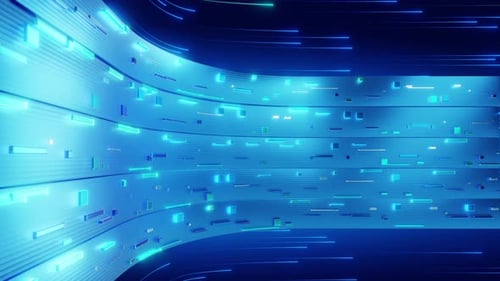 Glowing Abstract Digital Data Stream Loop