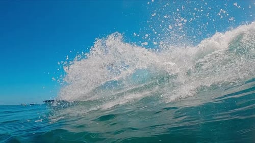 Athletic Surfer Riding Waves in Ocean on Sunny Day
