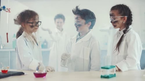 Children After Science Experiment in a Smoky Lab