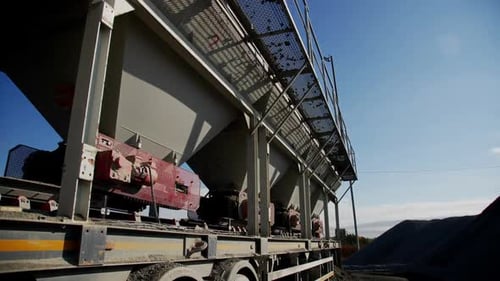 Huge Funnels for Quarry Over Conveyor Belt at Rock Quarry