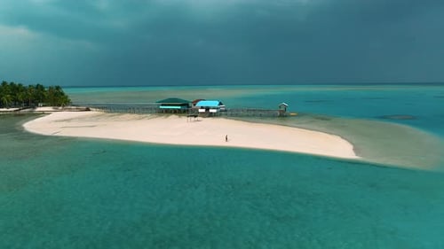 Aerial view of Onok Island beach, turquoise waters, Palawan, Philippines.
