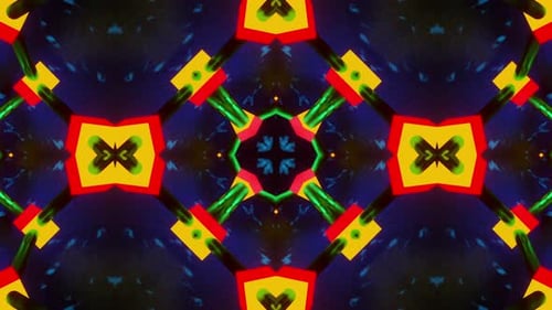 Colorful kaleidoscope design with black background. Kaleidoscope VJ loop