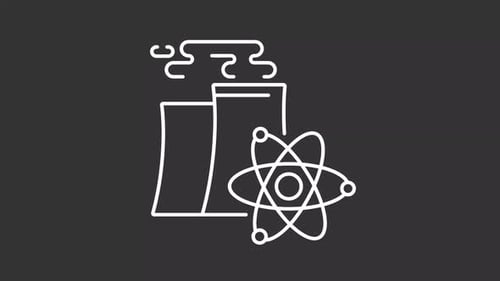 Animated Nuclear Power Plant and Atom Science Icon