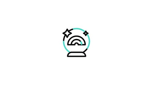 Minimalist Animated Snow Globe Icon with Rainbow and Stars