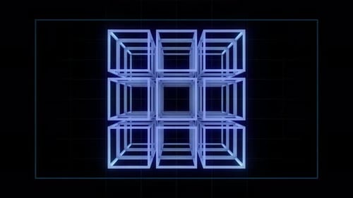 Seamless Loop of Abstract Glowing Neon Cubes