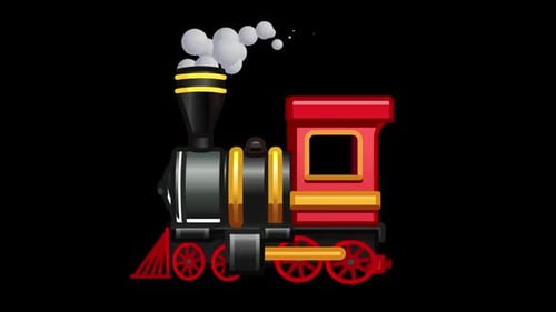 Stylized Cartoon Train Engine Puffing Smoke Animation