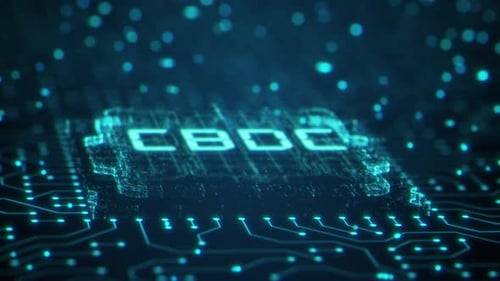 Concept de monnaie numérique de la Banque centrale de la CBDC, arrière-plan abstrait avec rendu 3D
