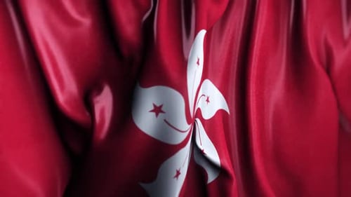Realistic Hong Kong Flag Waving Animation Loop