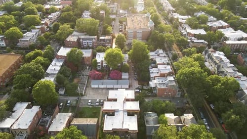Historic Rowhouses and Tree-lined Streets in the Museum District - Richmond, Virginia (USA) | Aerial