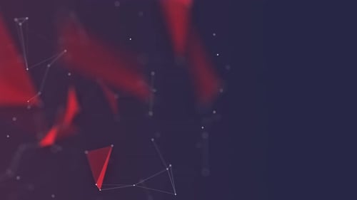 Abstract Plexus Network Background Animation with Red Shapes