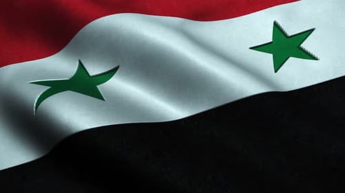 Animated Syrian National Flag Waving in Realistic Fabric