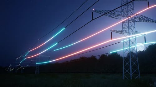 Digital Energy Transmission through Futuristic Power Lines at Night