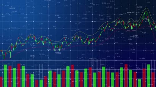 Animated Stock Market Data Charts on Grid Background