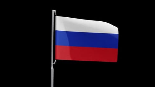 Realistic Russian Flag Waving Animation with Alpha Channel