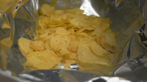 Close Up of Potato Chips in Bag