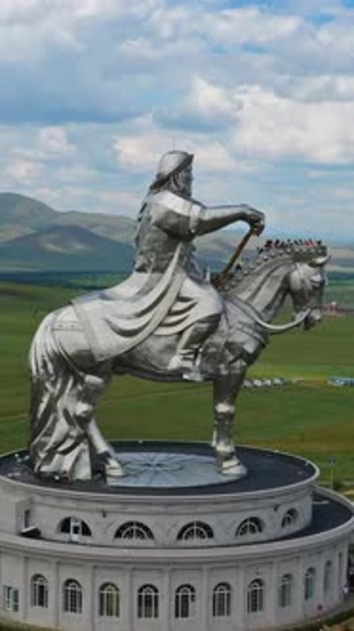Aerial view of Genghis Khan statue Mongolia