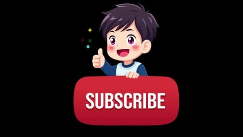 Animated Flat Design Subscribe Button with Cartoon Boy Reveal