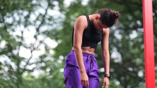 Woman Stretching Back Outdoors