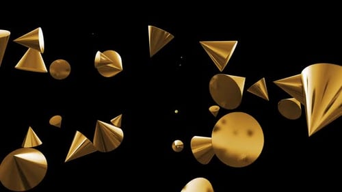 Boucle dorée en forme de cône de formes géométriques 3D