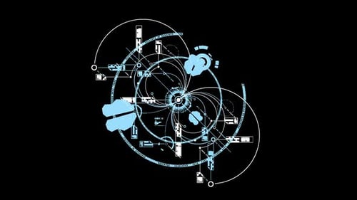 Interface Collection: Animation of various elements sprouting in links from a center point eventuall