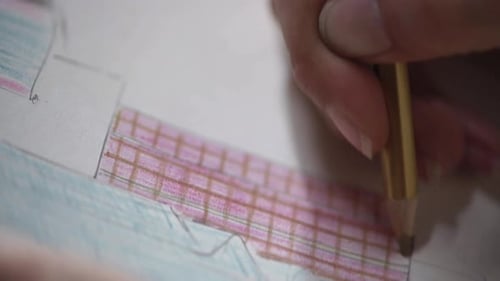 Close Up Hand Drawing Home Blueprint