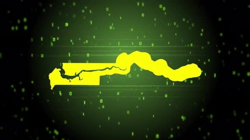 Digital Map Reveal with Binary Data Background