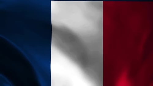 Waving French Flag Realistic Animation