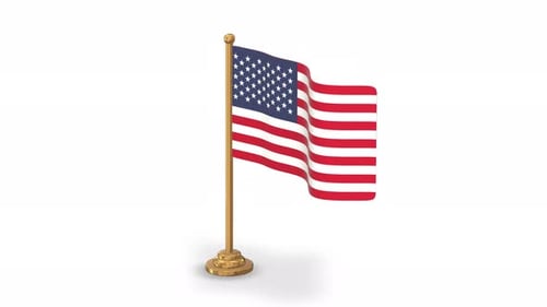 Usa Minimal 3d Flag Waving Perspective View + Alpha Channel