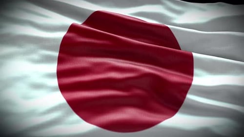 Realistic National Flag of Japan Waving Seamless Loop Animation