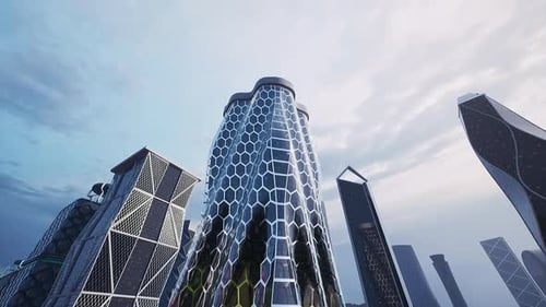 Grupo de edificios altos contra el cielo