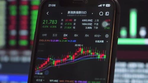 Smartphone Showing Stock Chart Close Up