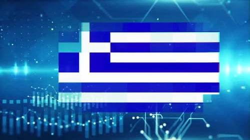 Economic Growth Graph with Greece Flag