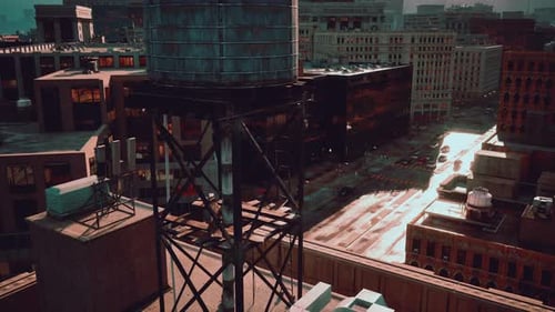 Vista de una ciudad desde lo alto de un edificio