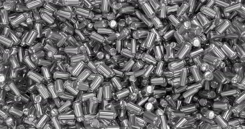 Animated Pile of Shiny Aluminum Cans Industrial Background