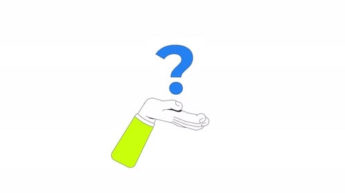 Animated Hand Holding Question Mark in Flat Design Style